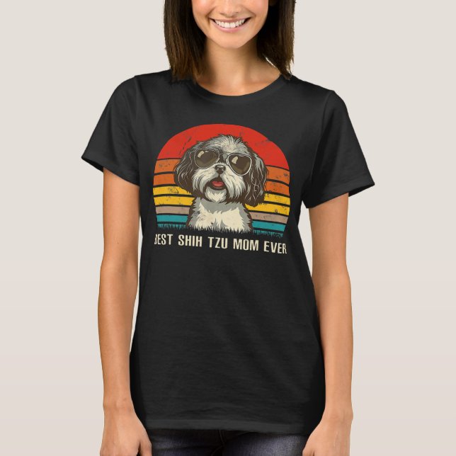 Best Shih Tzu Mum Ever Funny Shih Tzu Christmas T-Shirt (Front)