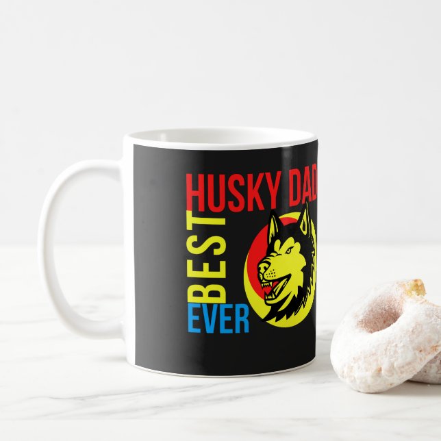 Best Siberian Husky Dad Ever, Dog Dad Gift Coffee Mug (With Donut)