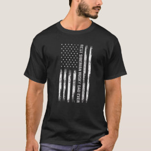 Best Siberian Husky Dad Ever Dog  Usa Flag Patriot T-Shirt