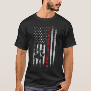 Best Siberian Husky Dad Ever Usa Flag Vintage Fath T-Shirt