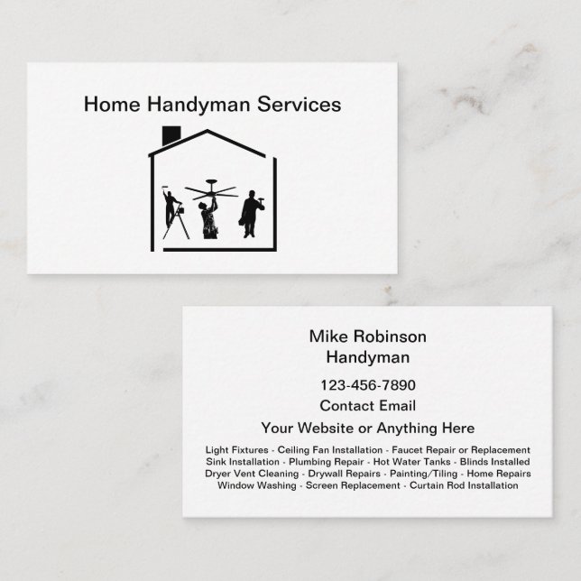 Best Simple Handyman Business Cards (Front/Back)
