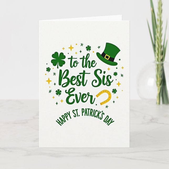 Best Sis St Patricks Day Card (Front)