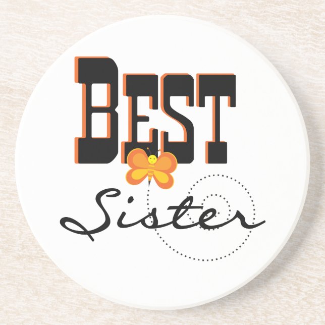 Best Sister Butterfly Gifts Coaster (Front)