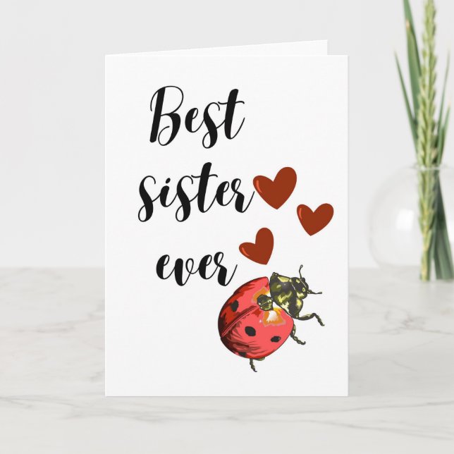 Best Sister Ever Cute Ladybug Card (Front)