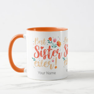 Best Sister Ever Floral Vintage Girls Retro Design Mug