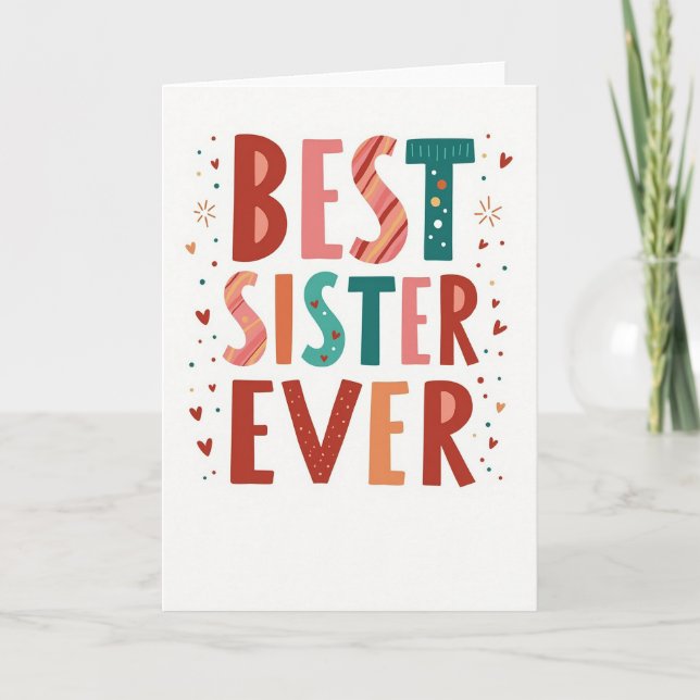 Best Sister Ever Hearts Card (Front)