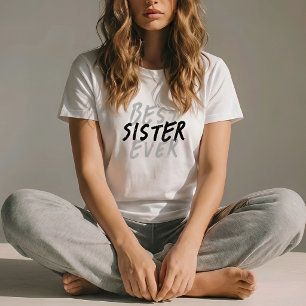 Best Sister Ever Modern Black and Grey Grunge T-Shirt