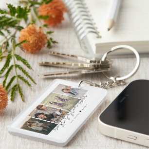 Best Sister Ever Modern Script 4 Photos Collage Key Ring