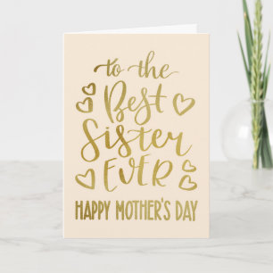 Best Sister Ever Mother's Day Typography in Gold Card