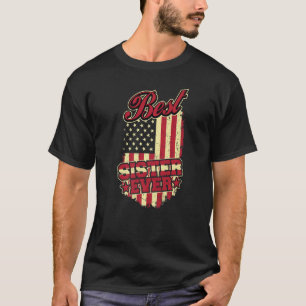 Best Sister Ever Patriotic Sis Vintage American Fl T-Shirt