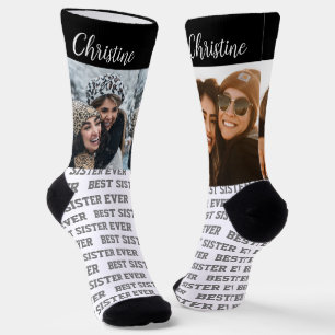Best SISTER ever Photo template Socks