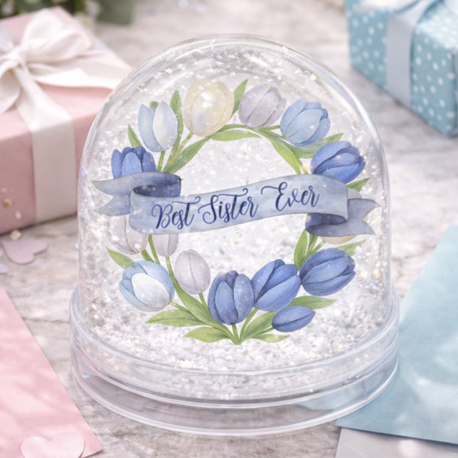 Best Sister Ever Tulip Wreath Thoughtful Gift Snowglobe (Creator Uploaded)