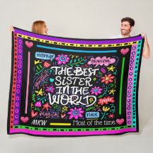 BEST SISTER Fleece Blanket Version 2 Humour