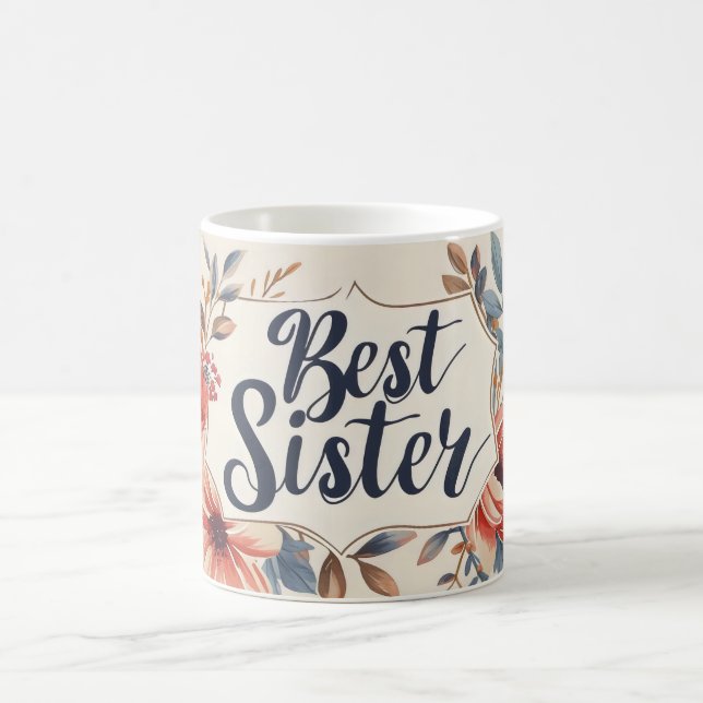 Best Sister Flower Frame Coffee Mug (Center)