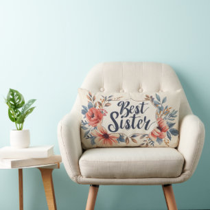 Best Sister Flower Frame Lumbar Cushion