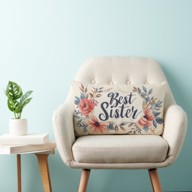 Best Sister Flower Frame Lumbar Cushion (Chair)