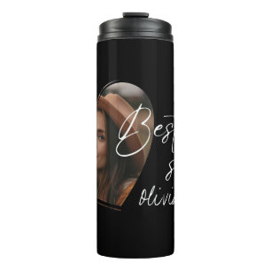 Best Sister Photo Elegant Modern Black Thermal Tumbler