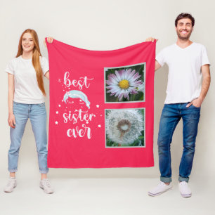 Best Sister Photo Template Fleece Blanket