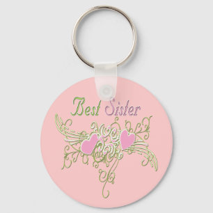 Best Sister Swirling Hearts Key Ring