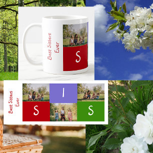 Best Sisters Ever SIS Love 3 Photos Left-Hand Coffee Mug