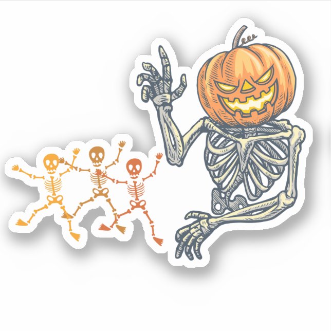 Best Skeleton pumpkin Sticker, Halloween Decor (Front)