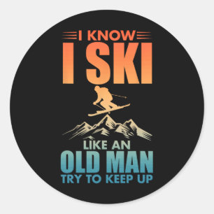 Best Ski Art For Grandpa Men Skiing Nordic Skier S Classic Round Sticker