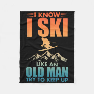Best Ski Art For Grandpa Men Skiing Nordic Skier S Fleece Blanket