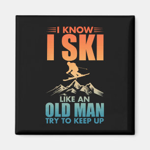 Best Ski Art For Grandpa Men Skiing Nordic Skier S Magnet
