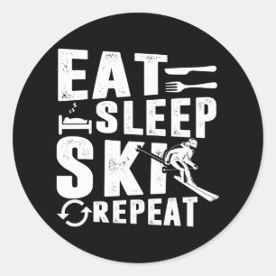 Best skiing apparel Eat Sleep Ski Repeat Funny Classic Round Sticker