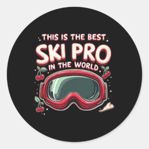 Best Skiing Pro Sports Snow Classic Round Sticker