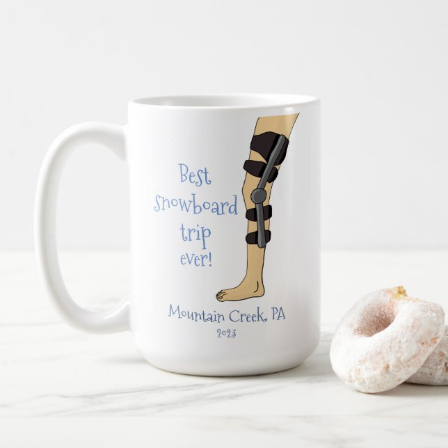 Best Snowboard Trip Ever Funny knee brace Coffee Mug (With Donut)