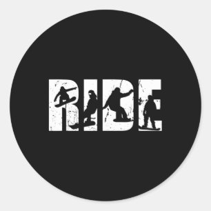 Best Snowboarding Art Dad Men Father Snowboard Sno Classic Round Sticker