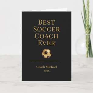 Best Soccer Coach Ever Elegant Black Gold Gift Thank You Card