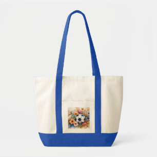 Best Soccer Mom Ever Watercolor Floral Design -MOM Tote Bag