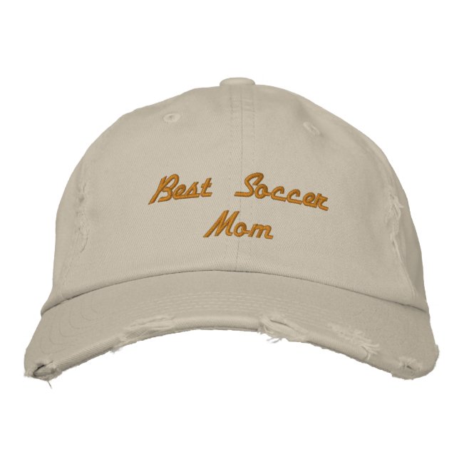 Best Soccer Mum Distressed Baseball Cap (Front)