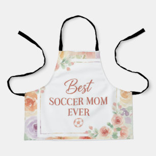 Best Soccer Mum Ever Watercolor Floral Design Apron