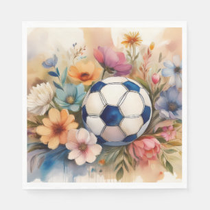 Best Soccer Mum Ever Watercolor Floral Design -MOM Napkin