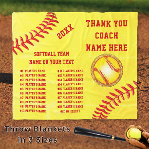 Best Softball Coach Gifts, Personalised, Softball Fleece Blanket