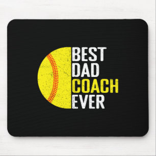 Best Softll Dad Coach Ever Funny Retro Softll Dad Mouse Pad