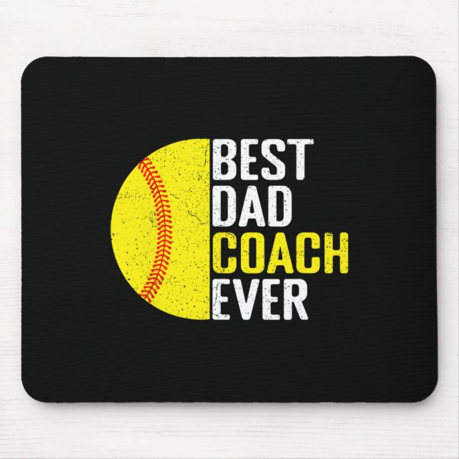 Best Softll Dad Coach Ever Funny Retro Softll Dad  Mouse Pad (Front)