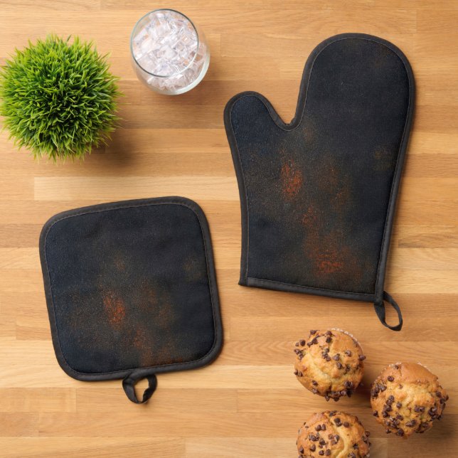 Best Solid Colour Silver Quilted Heat Protection  Oven Mitt & Pot Holder Set (Top Down)