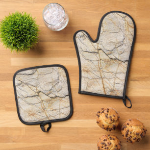 Best Solid Colour Silver Quilted Heat Protection Oven Mitt & Pot Holder Set