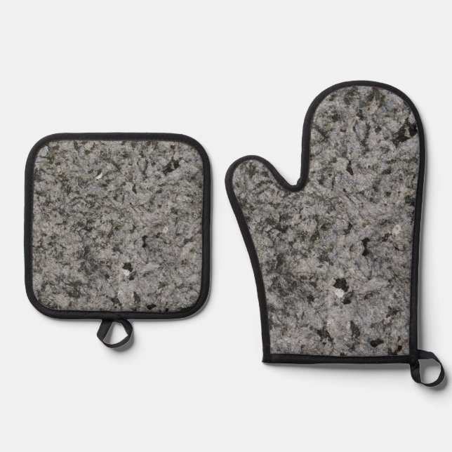Best Solid Colour Silver Quilted Heat Protection  Oven Mitt & Pot Holder Set (Front)