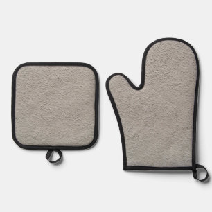 Best Solid Colour Silver Quilted Heat Protection Oven Mitt & Pot Holder Set
