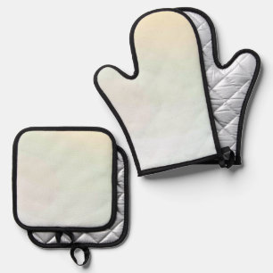 Best Solid Colour Silver Quilted Heat Protection Oven Mitt & Pot Holder Set