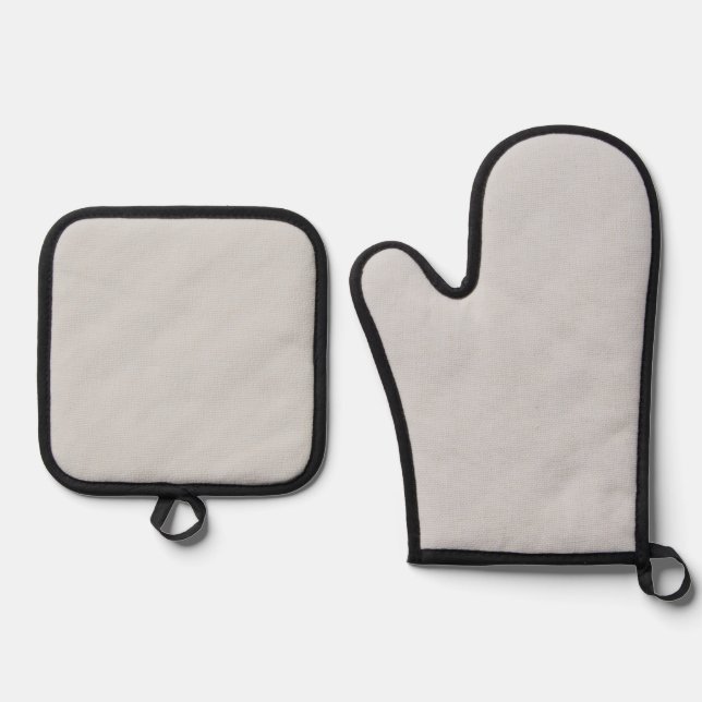 Best Solid Colour Silver Quilted Heat Protection  Oven Mitt & Pot Holder Set (Front)