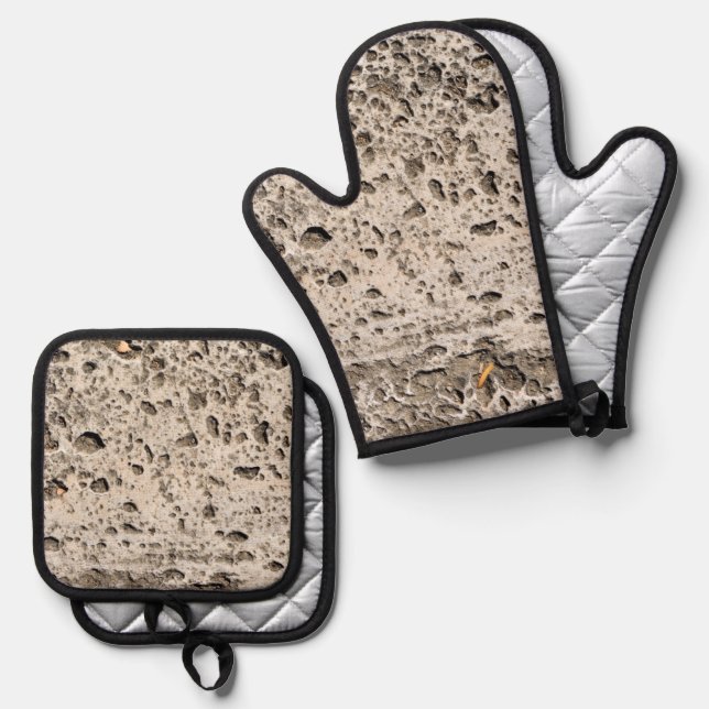 Best Solid Colour Silver Quilted Heat Protection  Oven Mitt & Pot Holder Set (Front/Back)