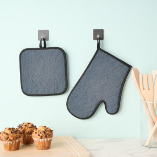 Best Solid Colour Silver Quilted Heat Protection Oven Mitt & Pot Holder Set