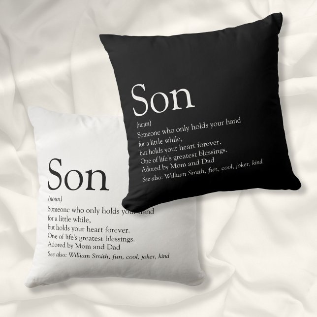 Best Son Ever Definition Black and White Fun Cushion (Best Son Ever Definition Black and White Fun Throw Pillow)