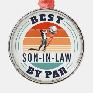 Best Son in Law By Par Retro Custom Golf Metal Ornament